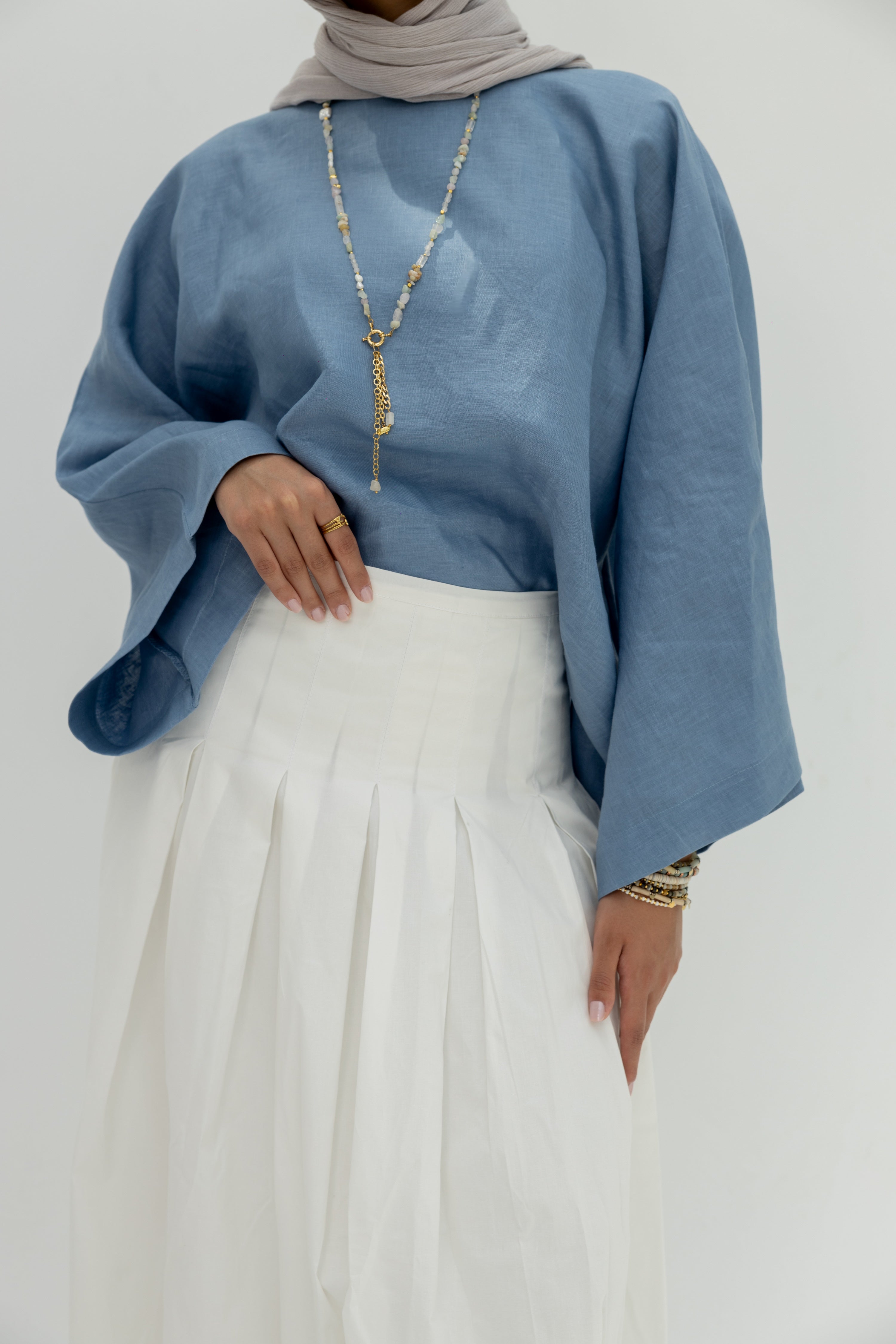 Pearl Fold Skirt in White
