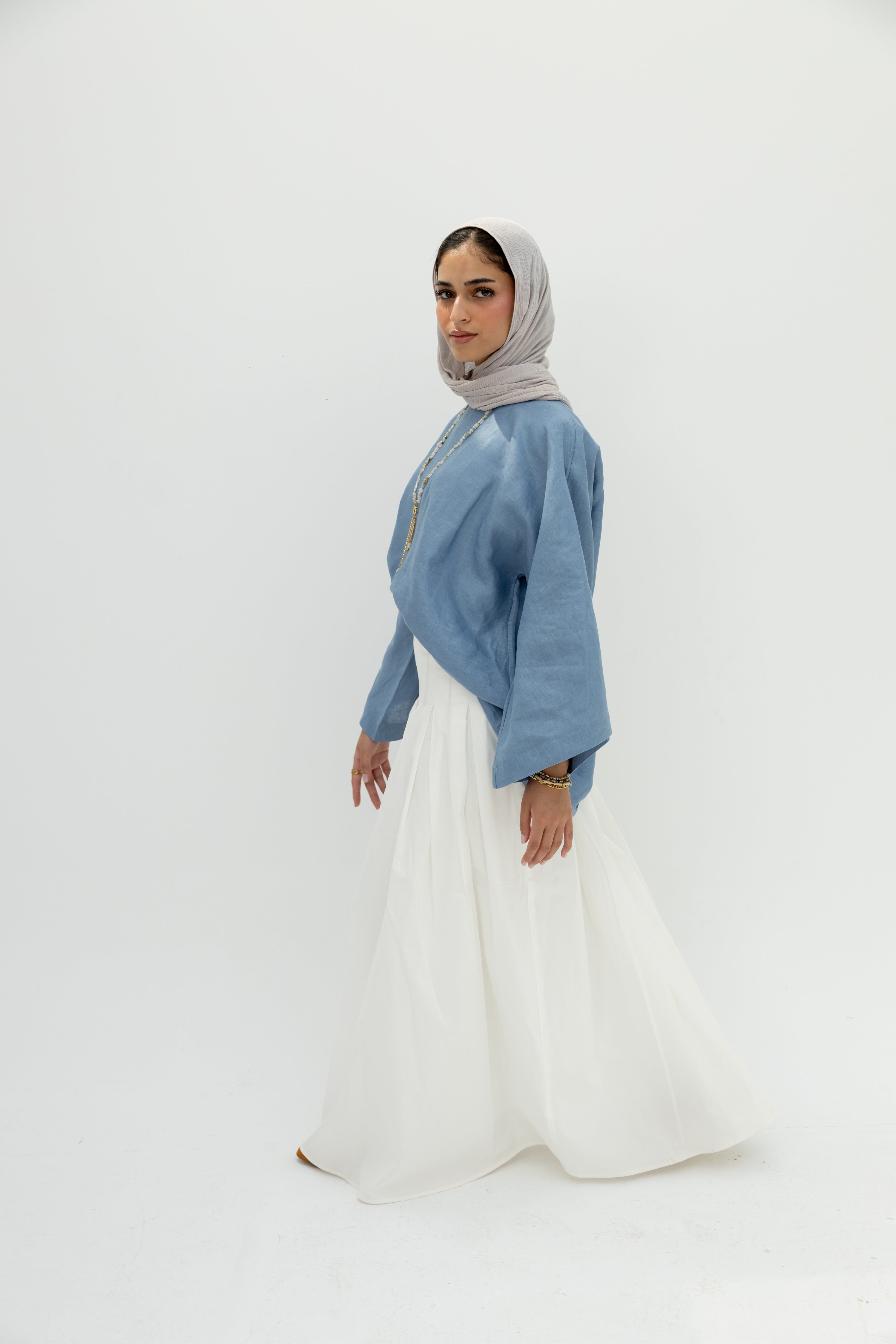 Pearl Fold Skirt in White
