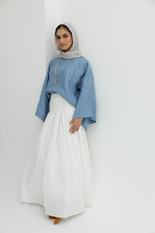 Pearl Fold Skirt in White