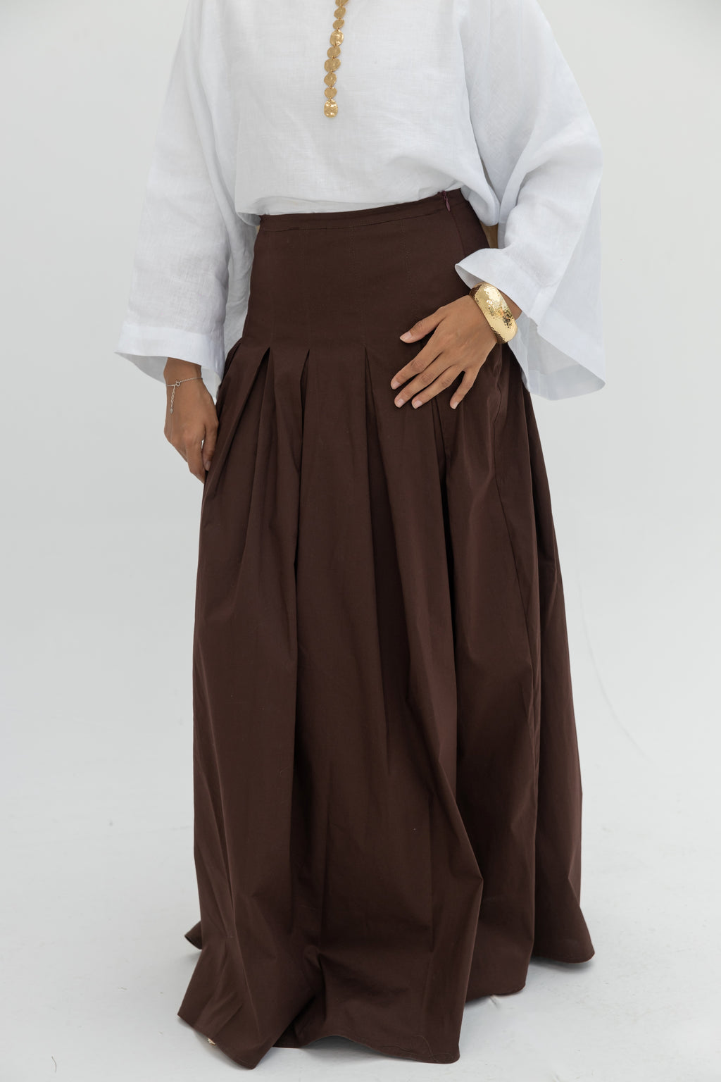 Cocoa Fold Skirt in Brown