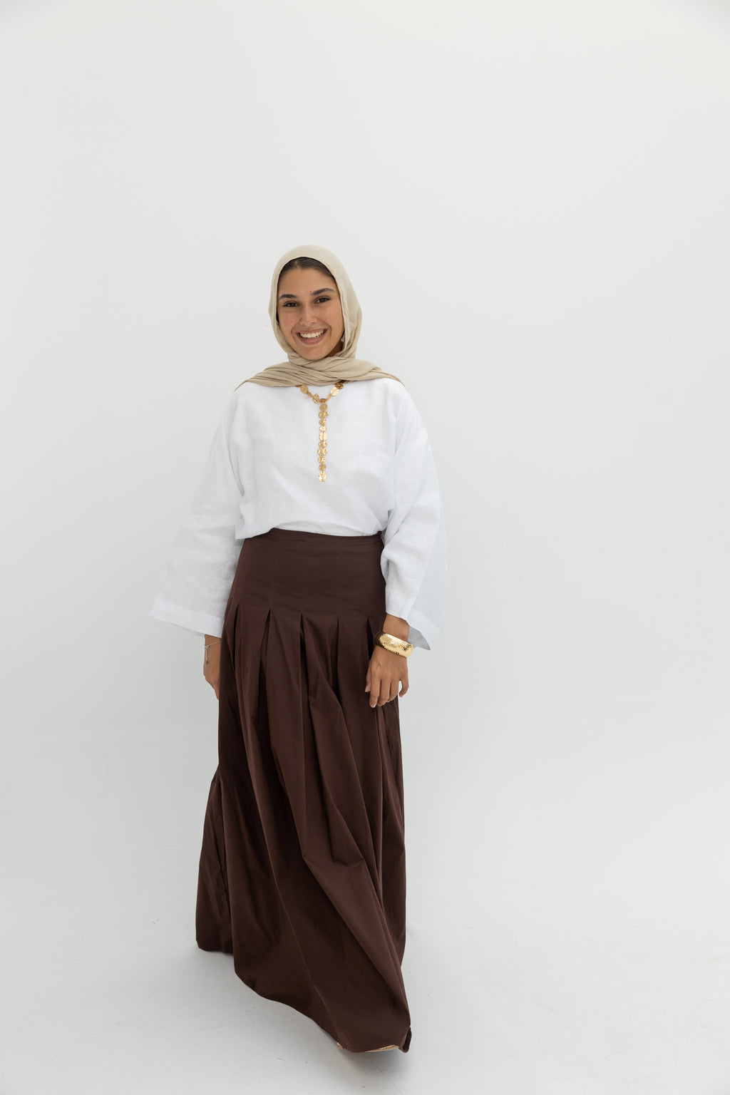 Cocoa Fold Skirt in Brown