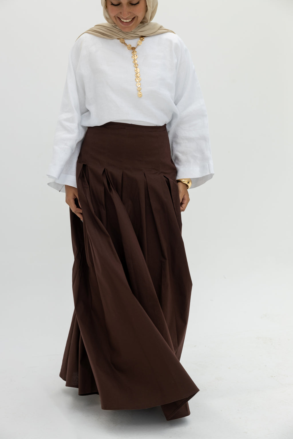 Cocoa Fold Skirt in Brown