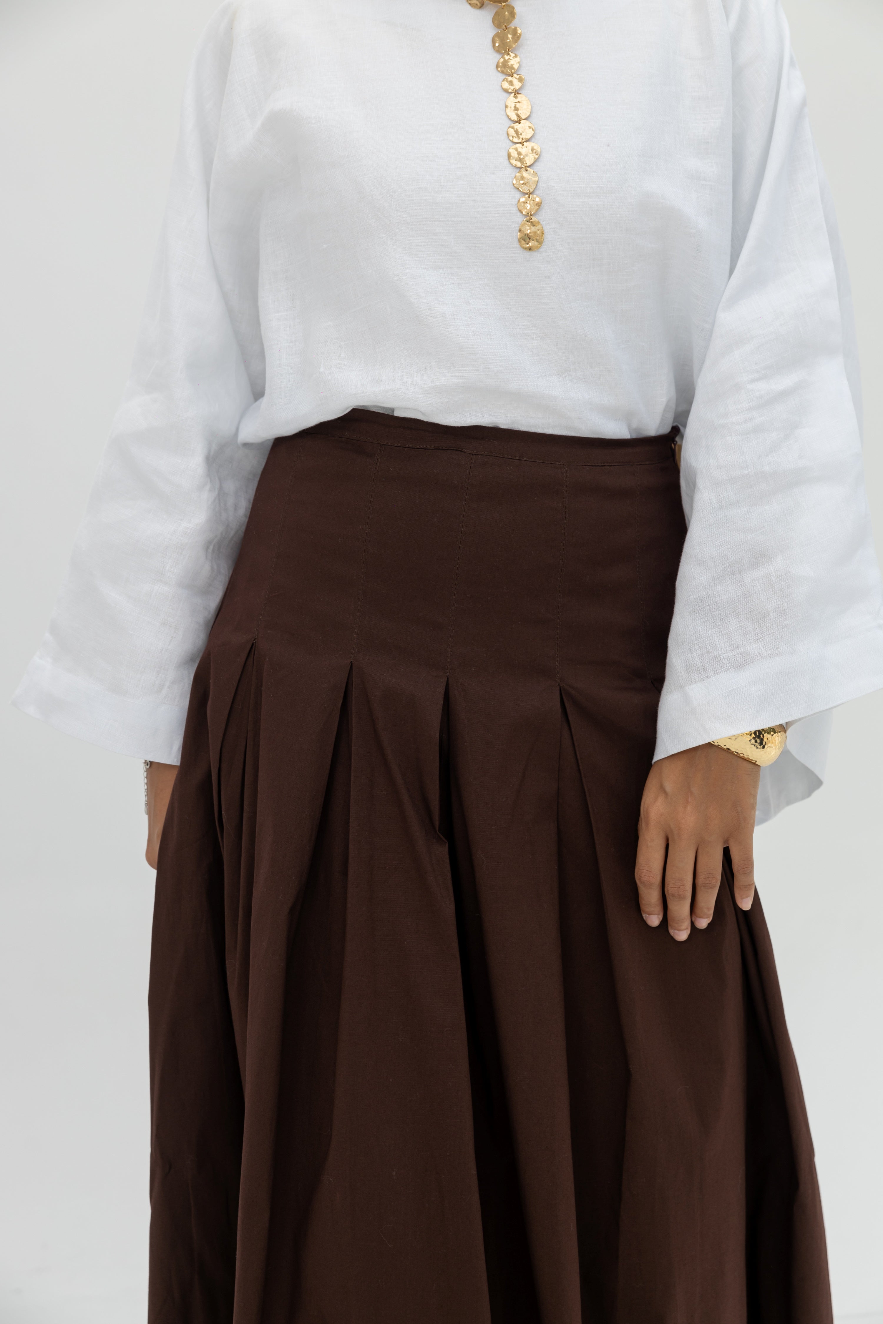Cocoa Fold Skirt in Brown