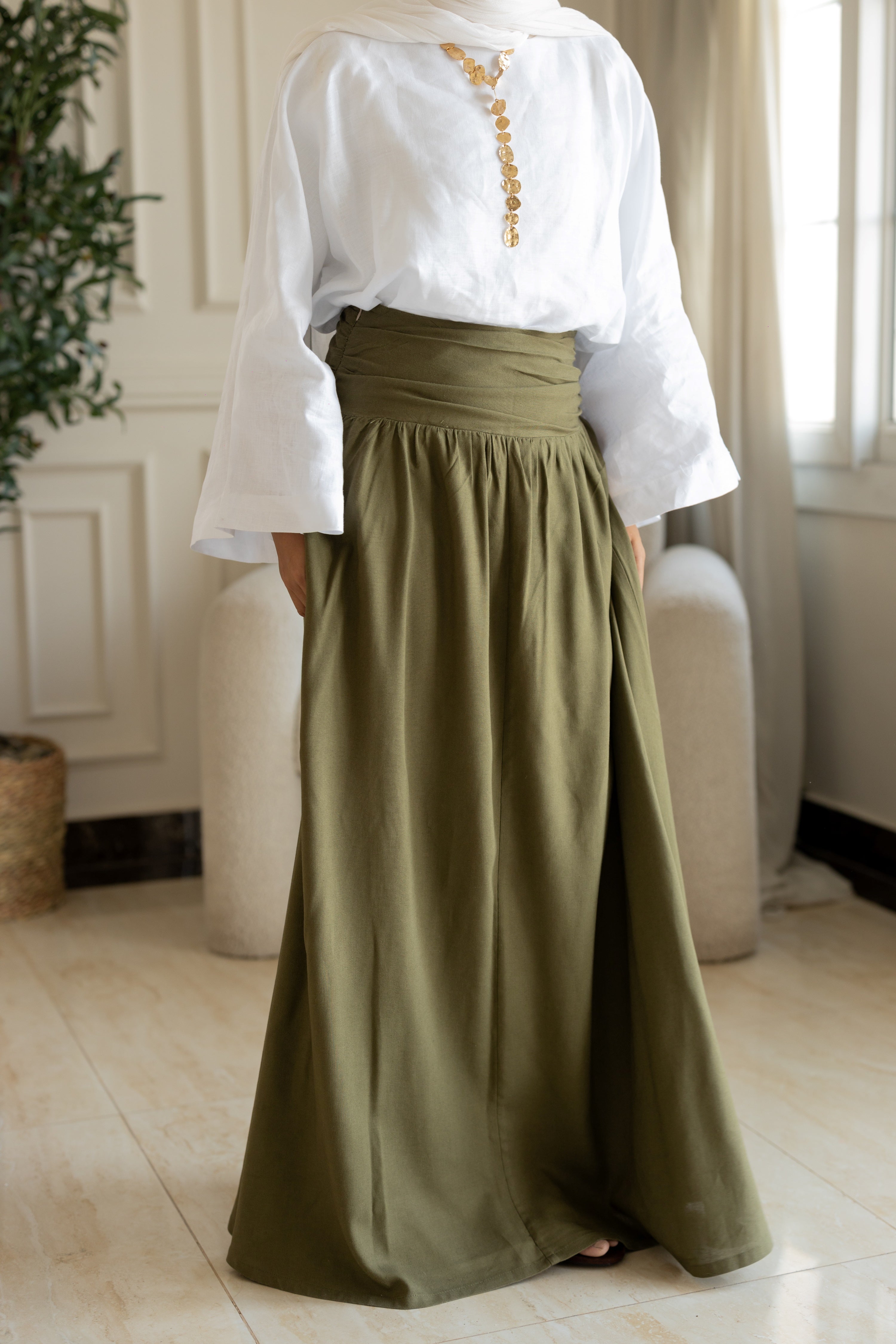 Forest Drape Skirt in Olive