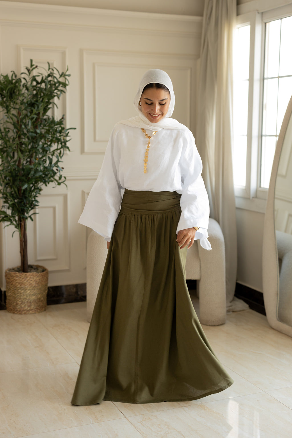 Forest Drape Skirt in Olive