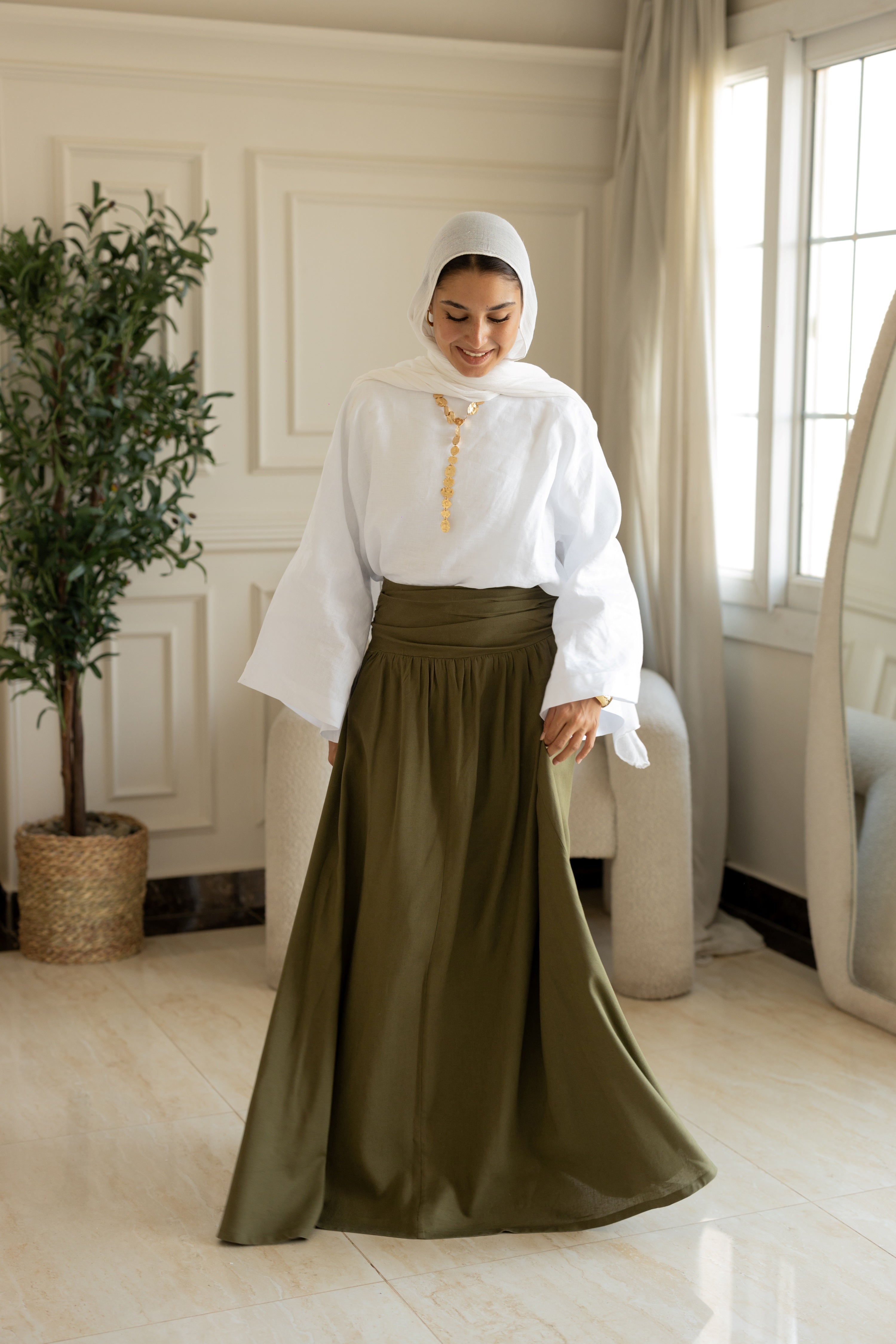 Forest Drape Skirt in Olive