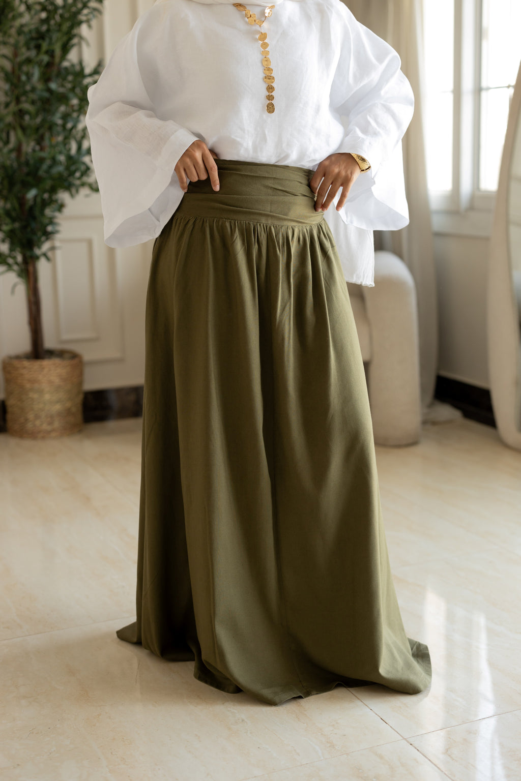 Forest Drape Skirt in Olive