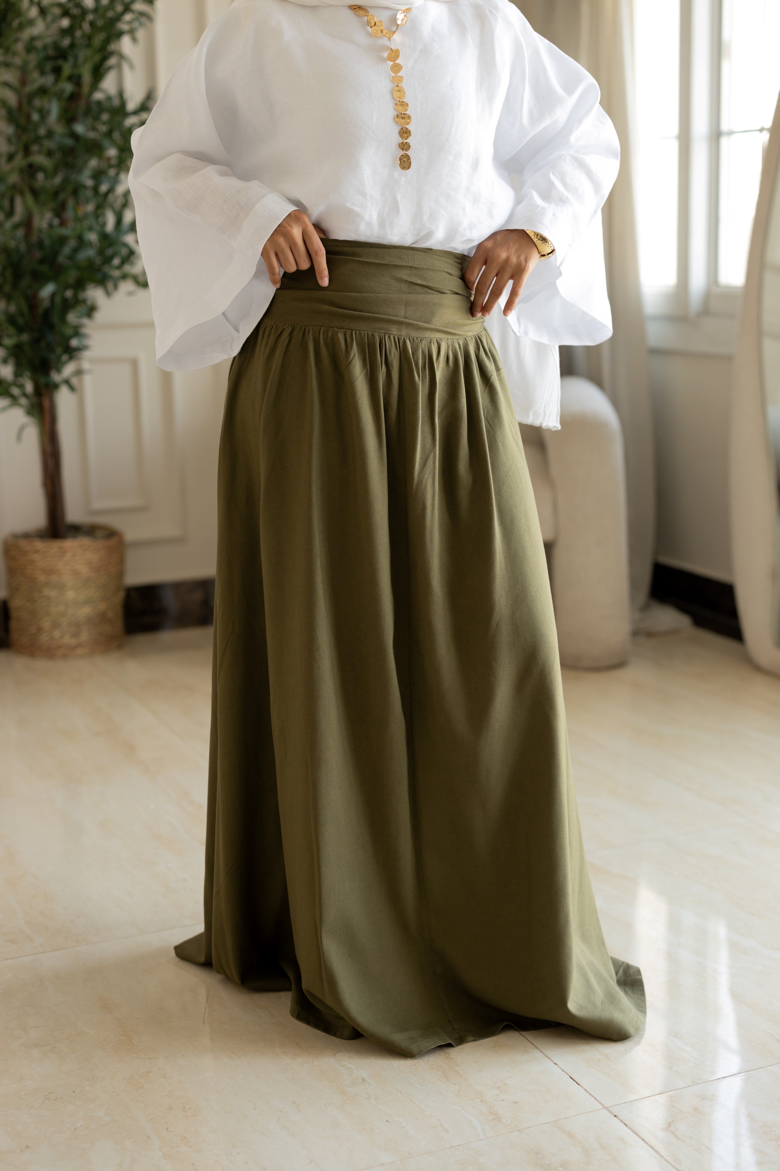Forest Drape Skirt in Olive