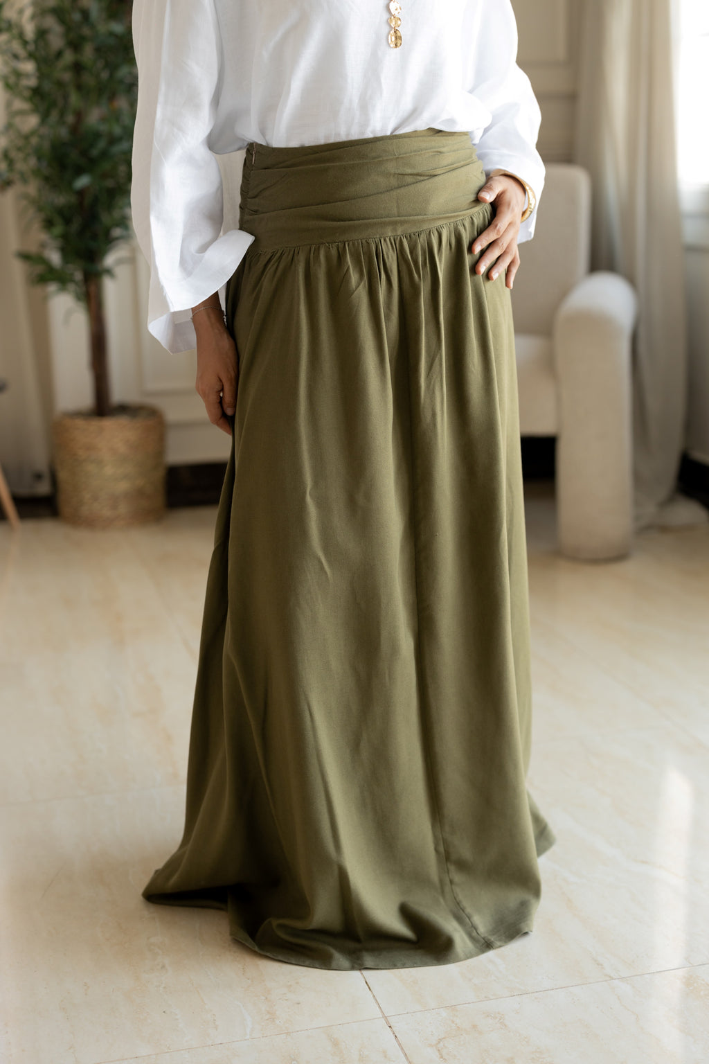 Forest Drape Skirt in Olive