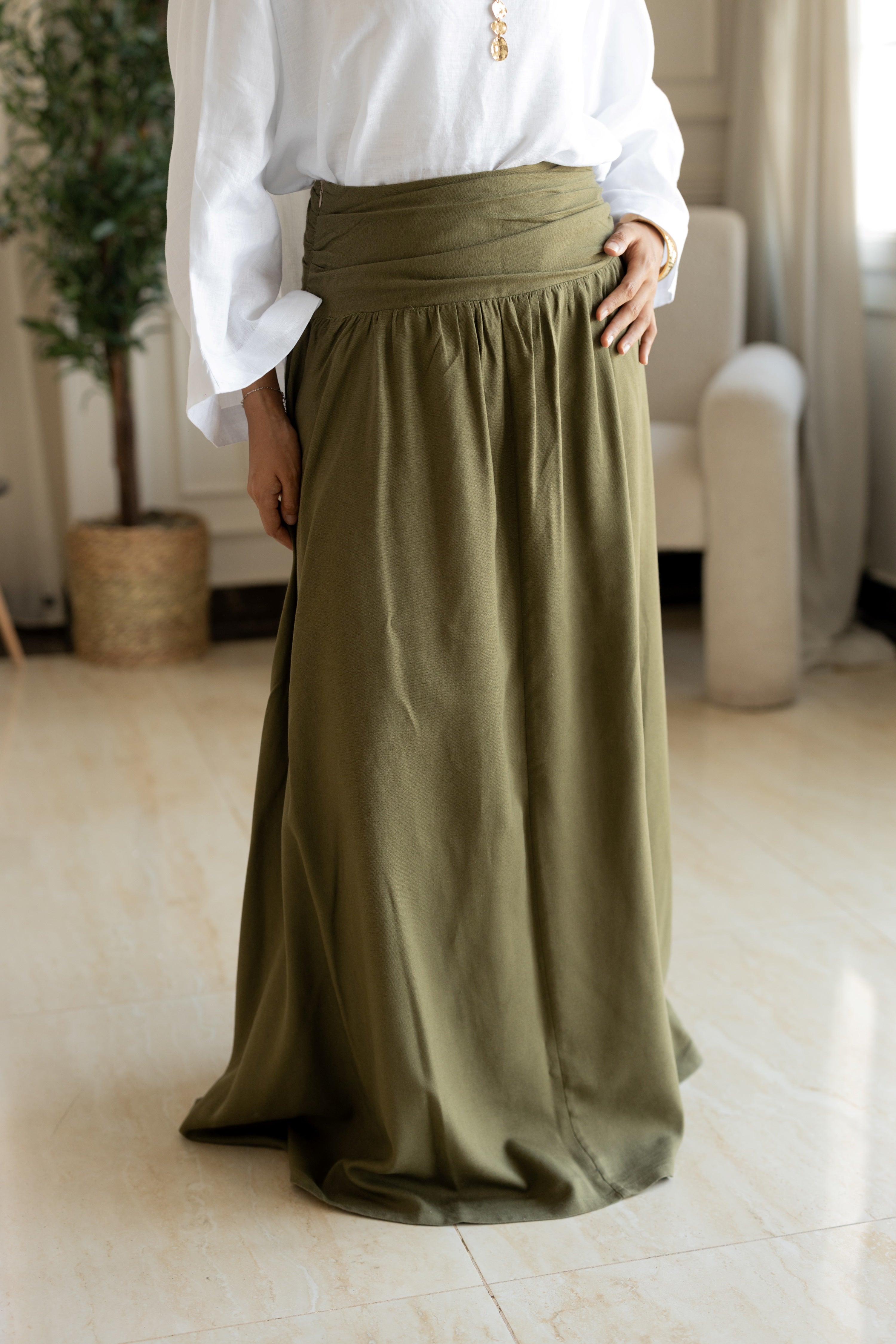 Forest Drape Skirt in Olive