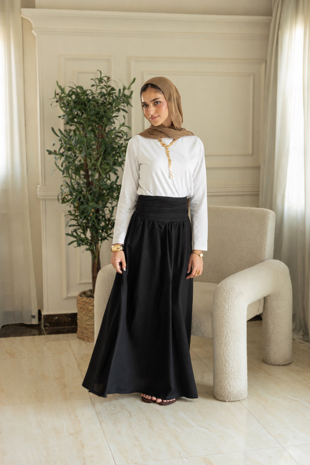 Noir Drape Skirt in Black