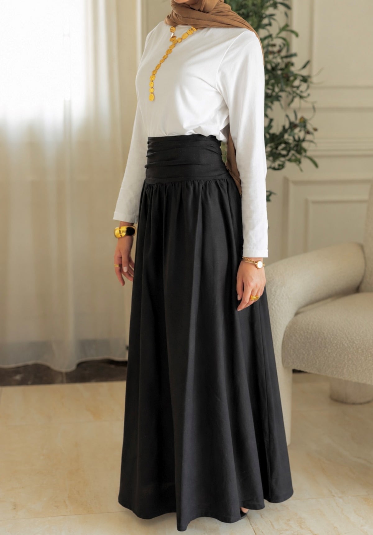 Noir Drape Skirt in Black