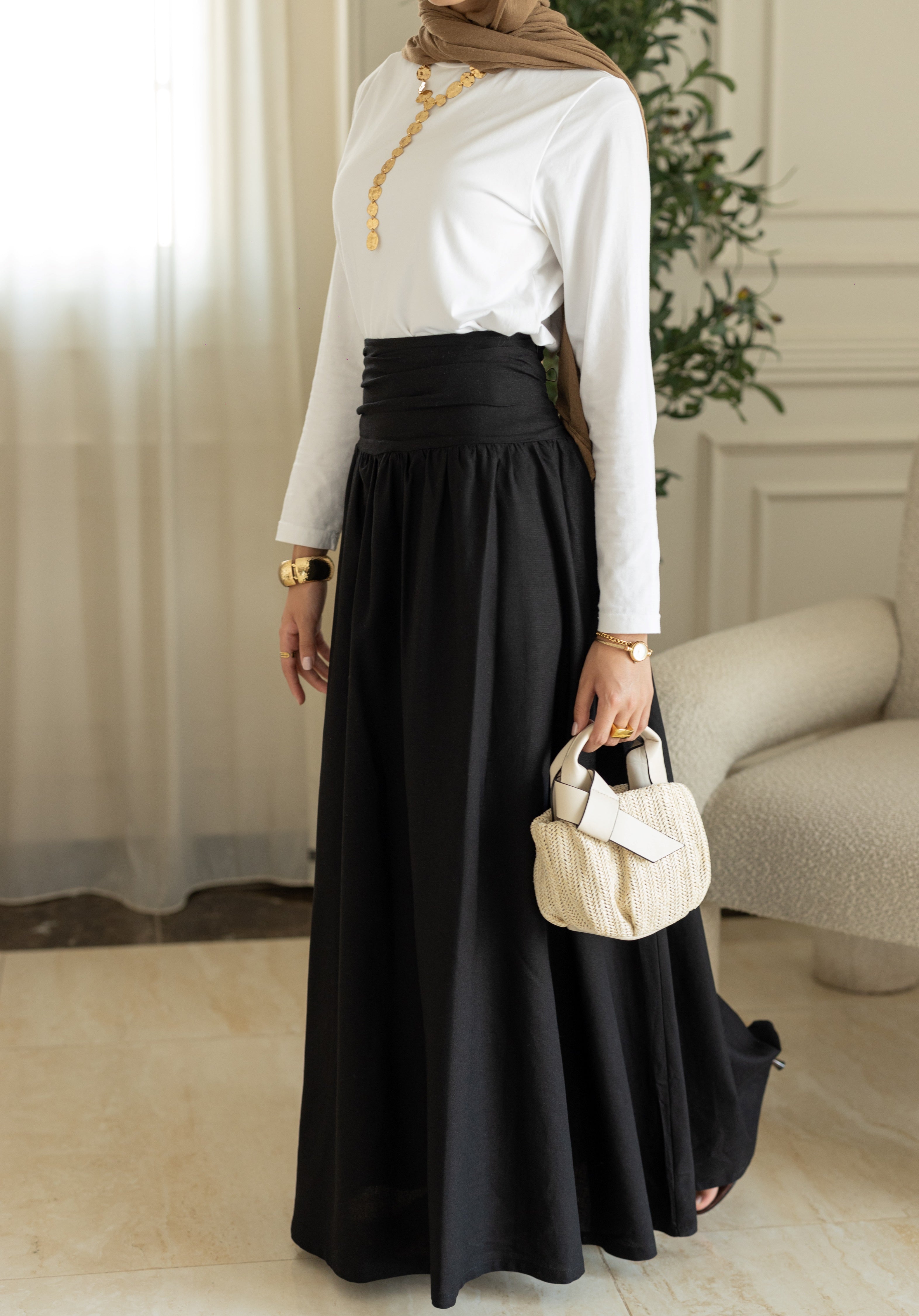 Noir Drape Skirt in Black