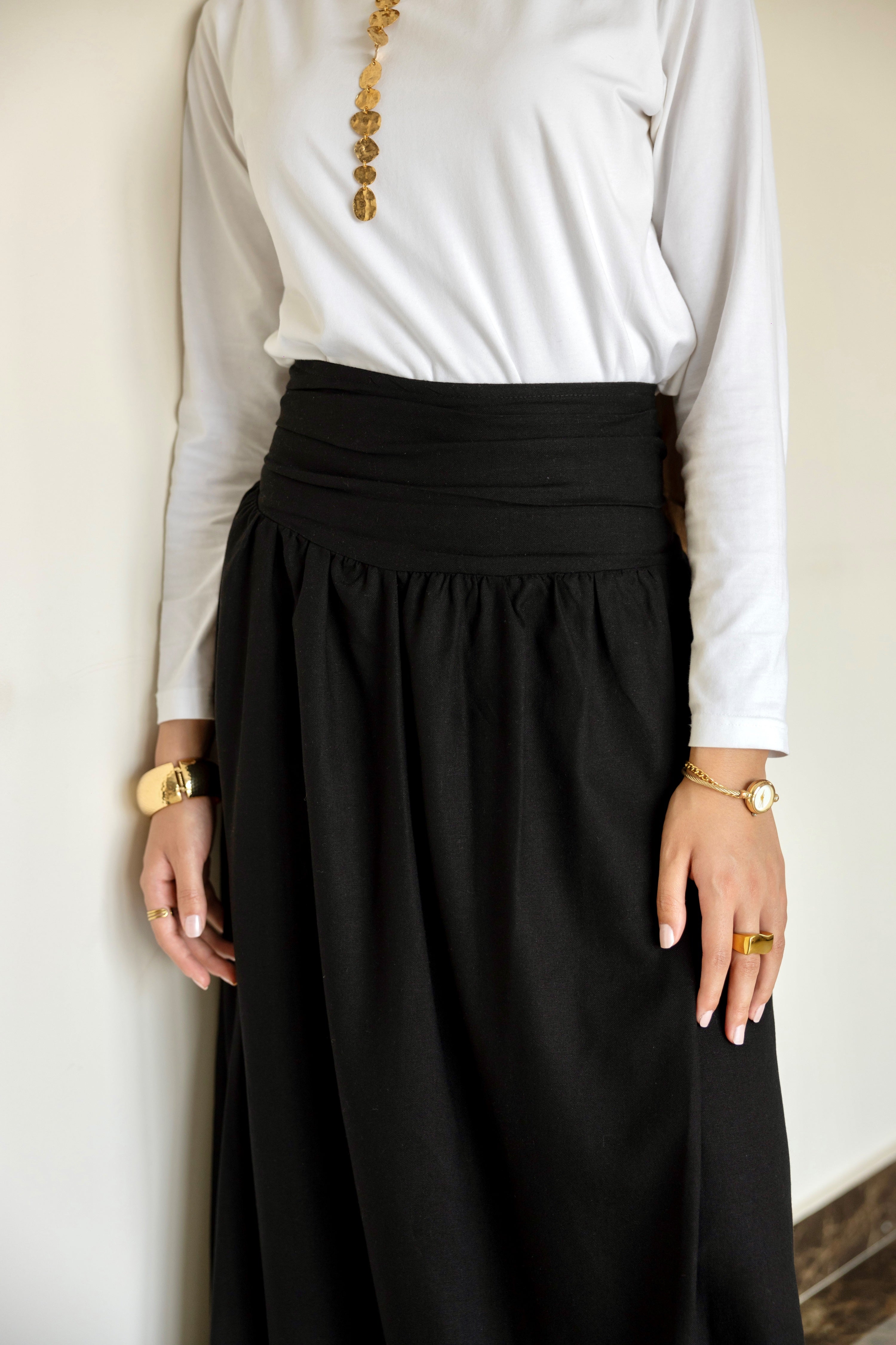 Noir Drape Skirt in Black